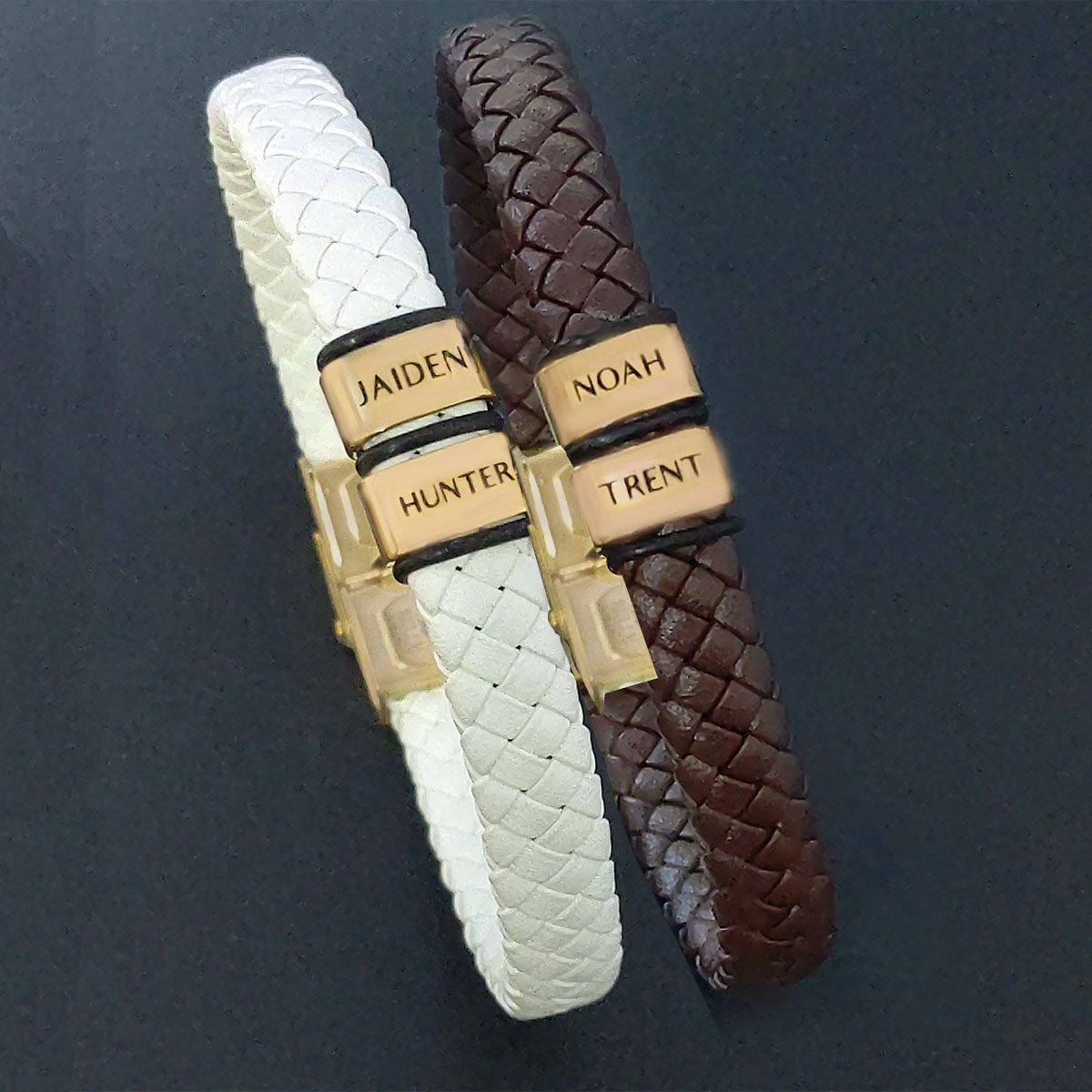 BUY ONE GET ONE Personalised Leather Bracelet First 2 Charms FREE | Belle Fever Personalised Jewellery