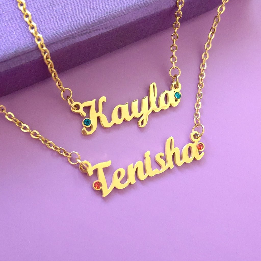 BUY ONE GET ONE Name Necklace (Birthstones Optional) - Deal