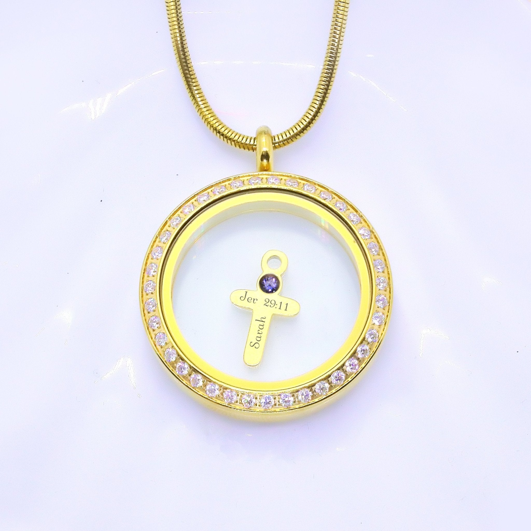 Cross Charm Birthstone for Dream Locket - Floating Dream Lockets by Belle Fever