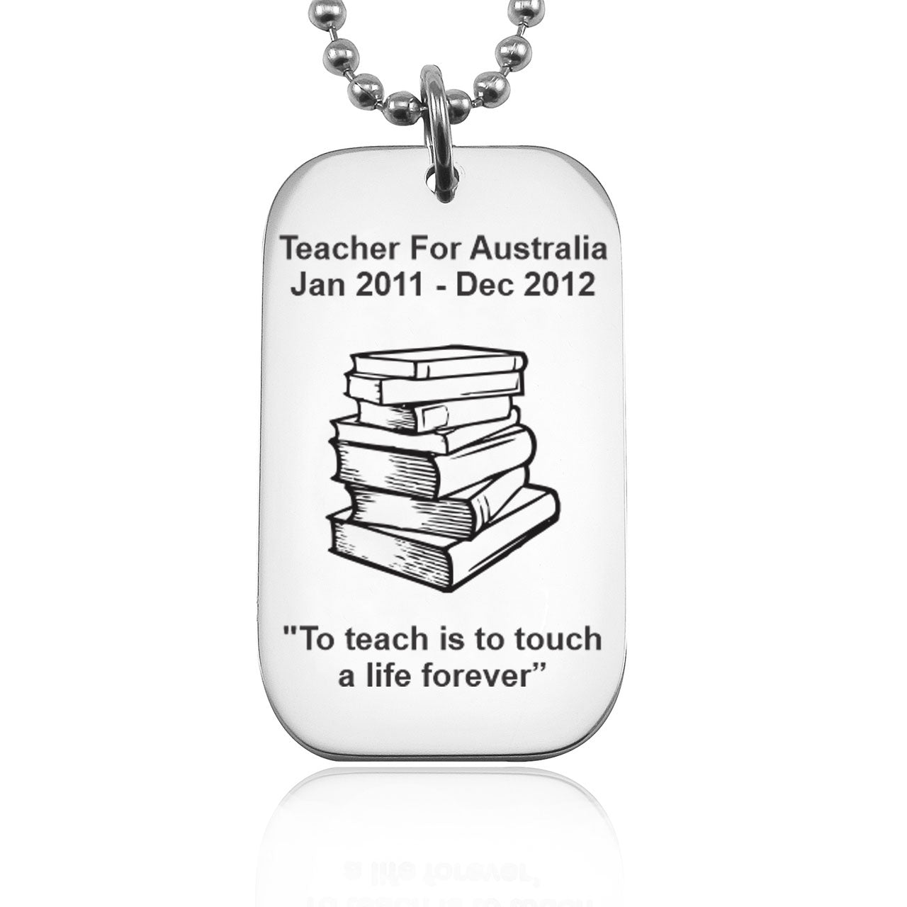 Dog Tag Necklace Teacher TEXT with SYMBOL - Mens Jewellery by Belle Fever