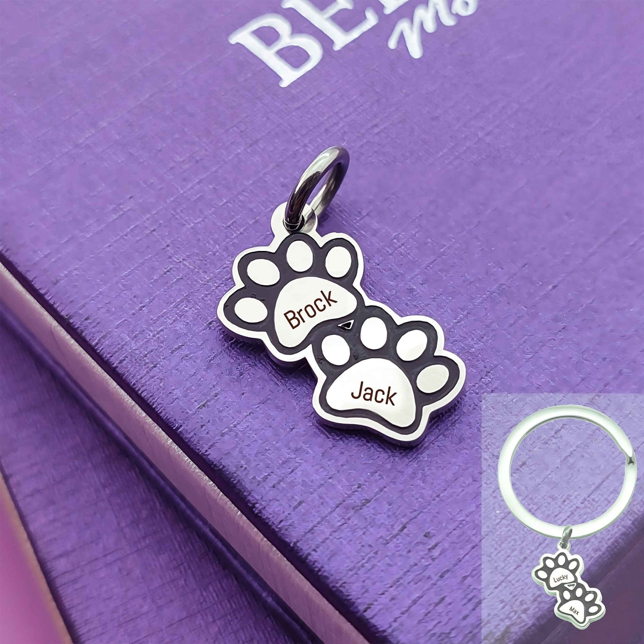 Double Mini Paw Prints Charm for Keyring - Keyrings by Belle Fever