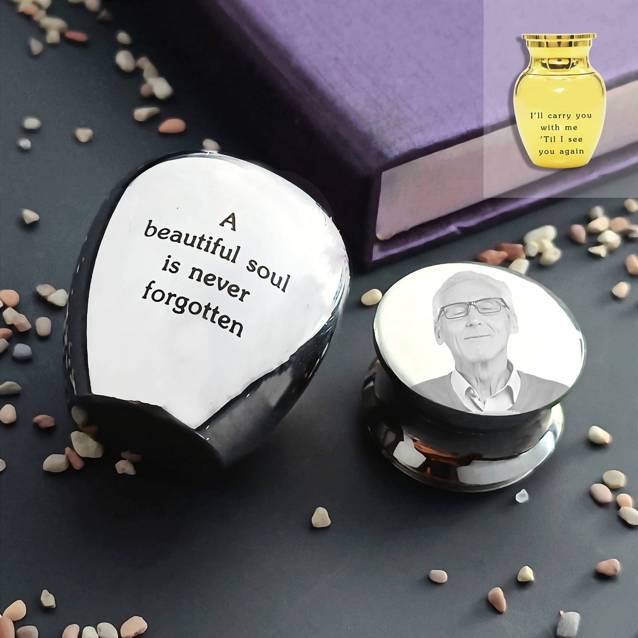 MINI Personalised Photo Keepsake Urn in Luxury Gift Box - Photo Jewellery by Belle Fever