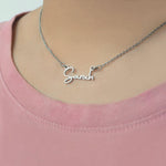Personalised Signature Font Name Necklace with Birthstone Options - Name Necklaces by Belle Fever