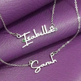Personalised Signature Font Name Necklace with Birthstone Options - Name Necklaces by Belle Fever