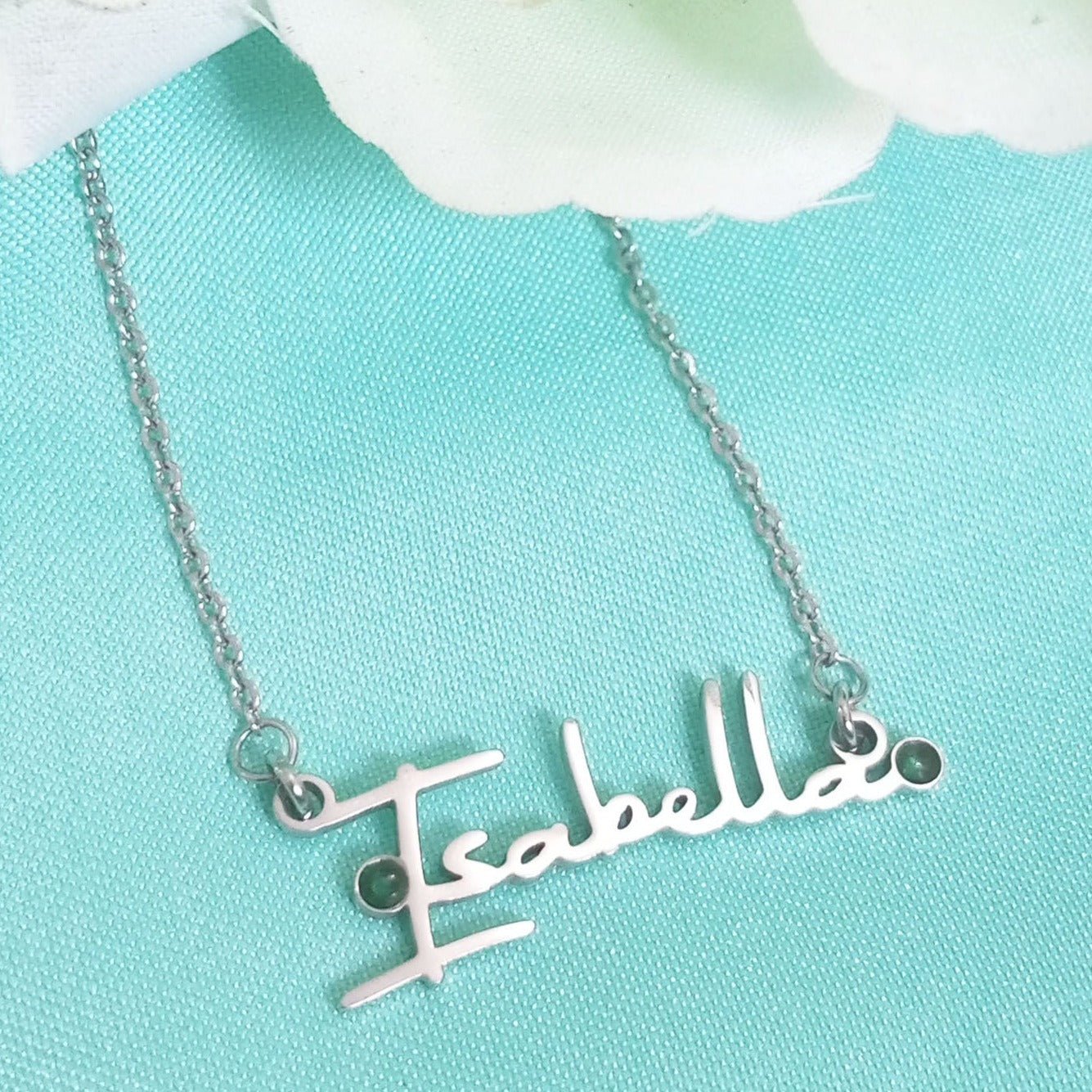 Personalised Signature Font Name Necklace with Birthstone Options - Name Necklaces by Belle Fever