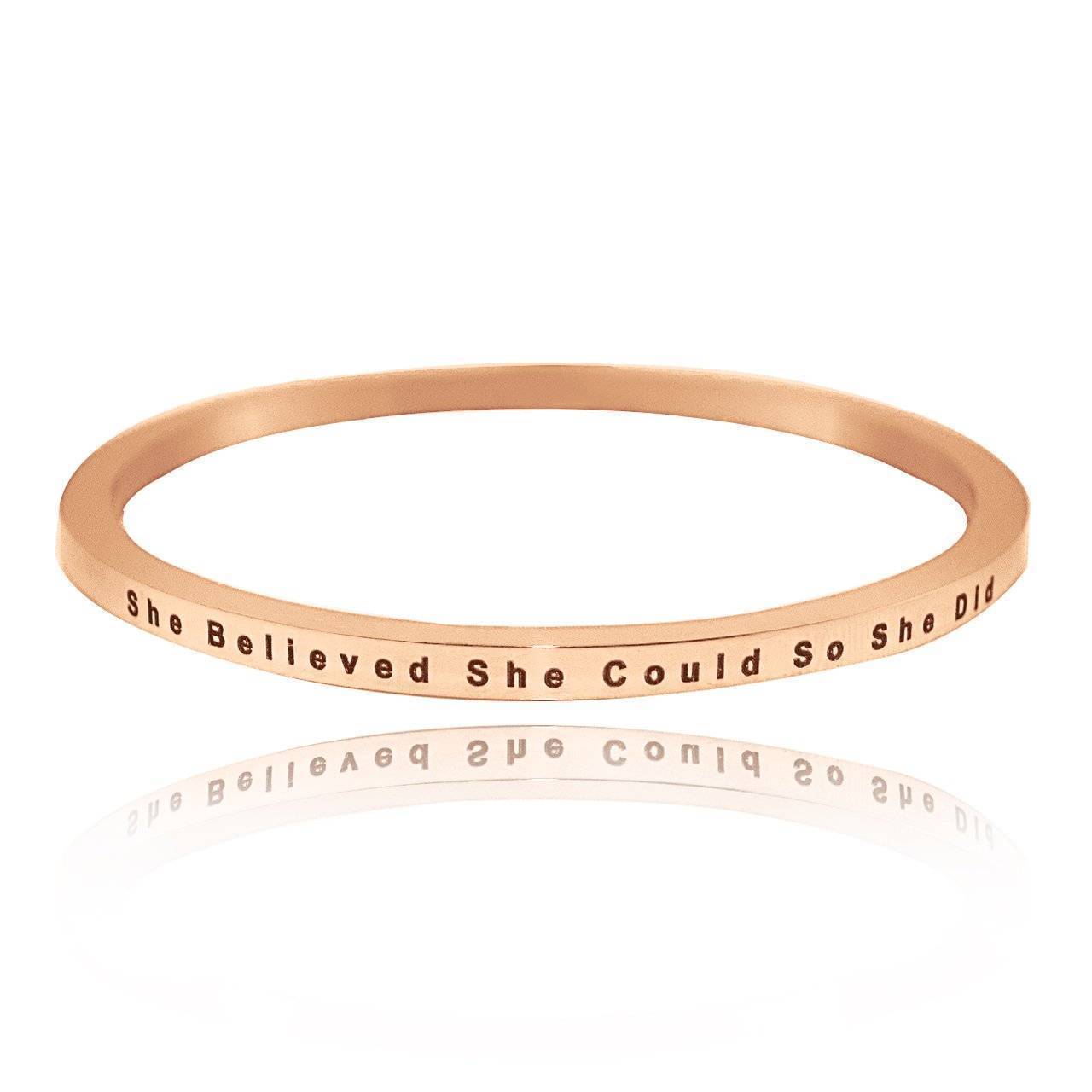She Believed She Could | Inspirational Bangle - Bangles & Bracelets by Belle Fever