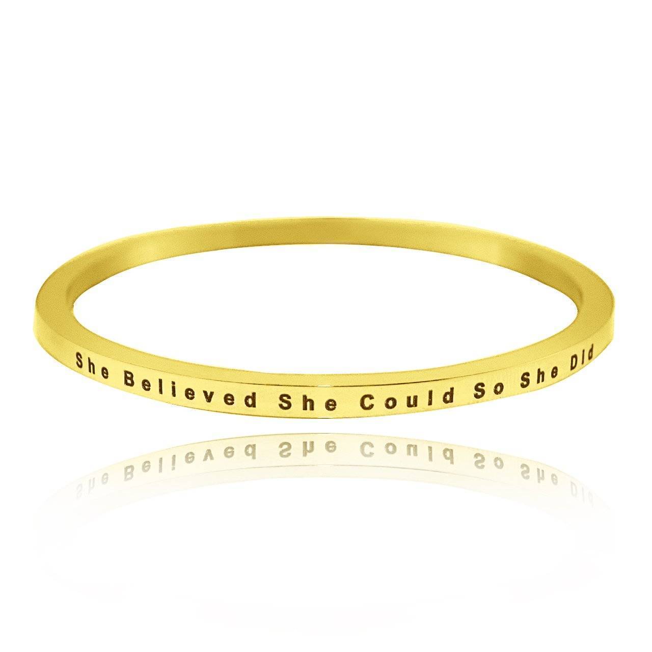 She Believed She Could | Inspirational Bangle - Bangles & Bracelets by Belle Fever