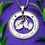 Sparkling Cant Be Replaced Birthstones Necklace - Double Feet - Mothers Jewellery by Belle Fever