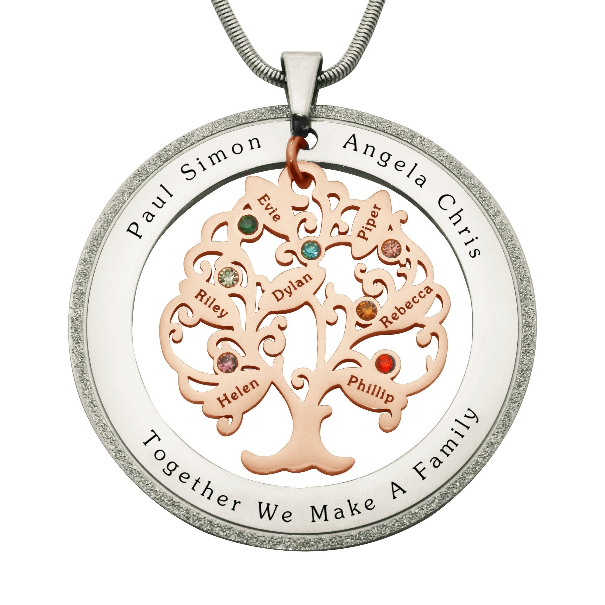 Tree of My Life Sparkling Washer and Birthstones | Personalised Necklace - Family Tree Necklaces by Belle Fever