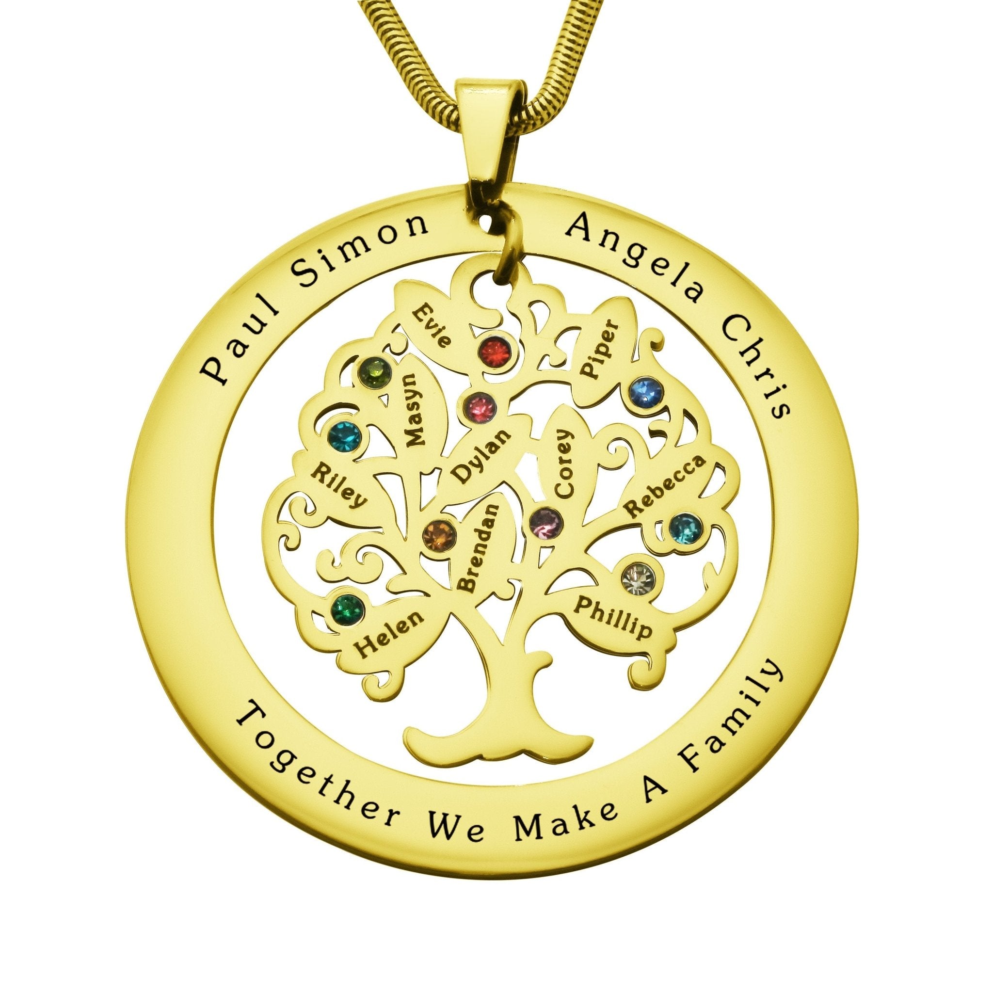 Tree of My Life Washer Birthstones | Personalised Necklace - Family Tree Necklaces by Belle Fever