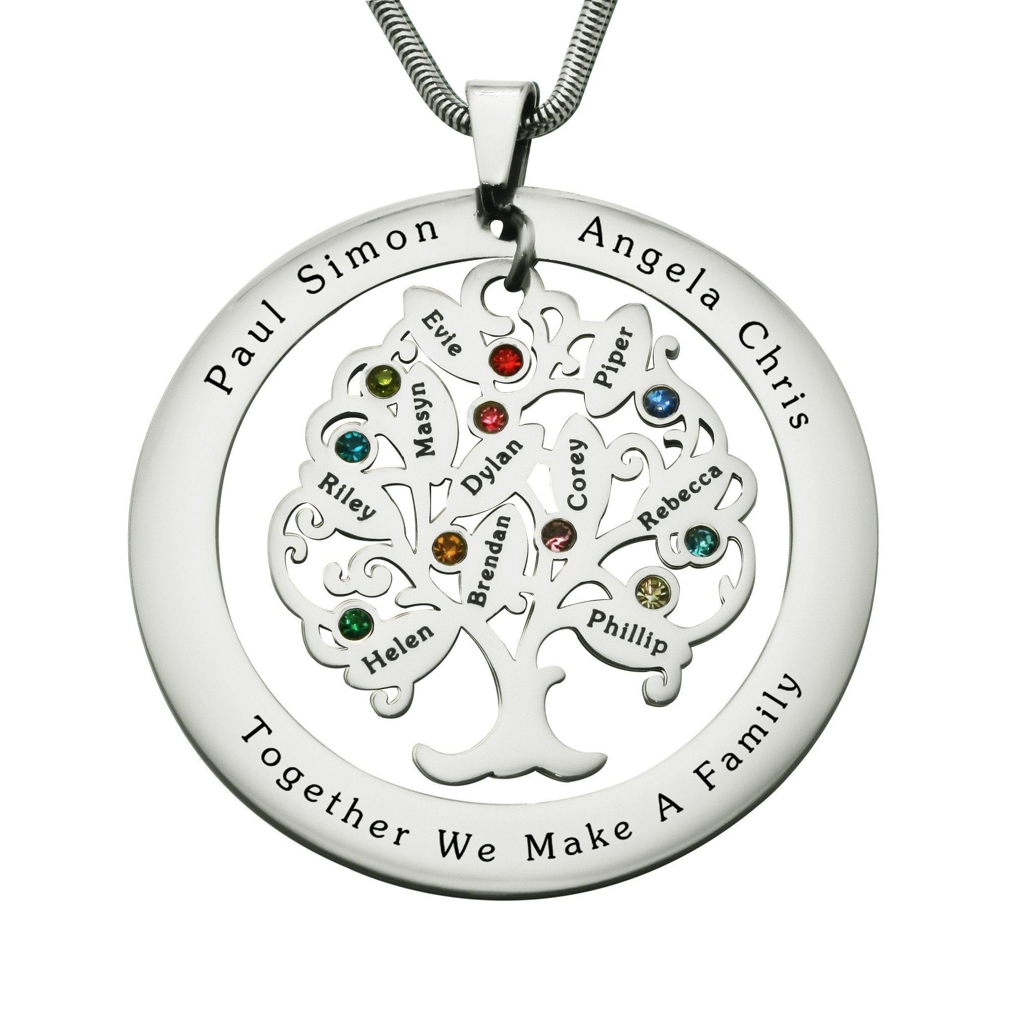 Tree of My Life Washer Birthstones | Personalised Necklace - Family Tree Necklaces by Belle Fever