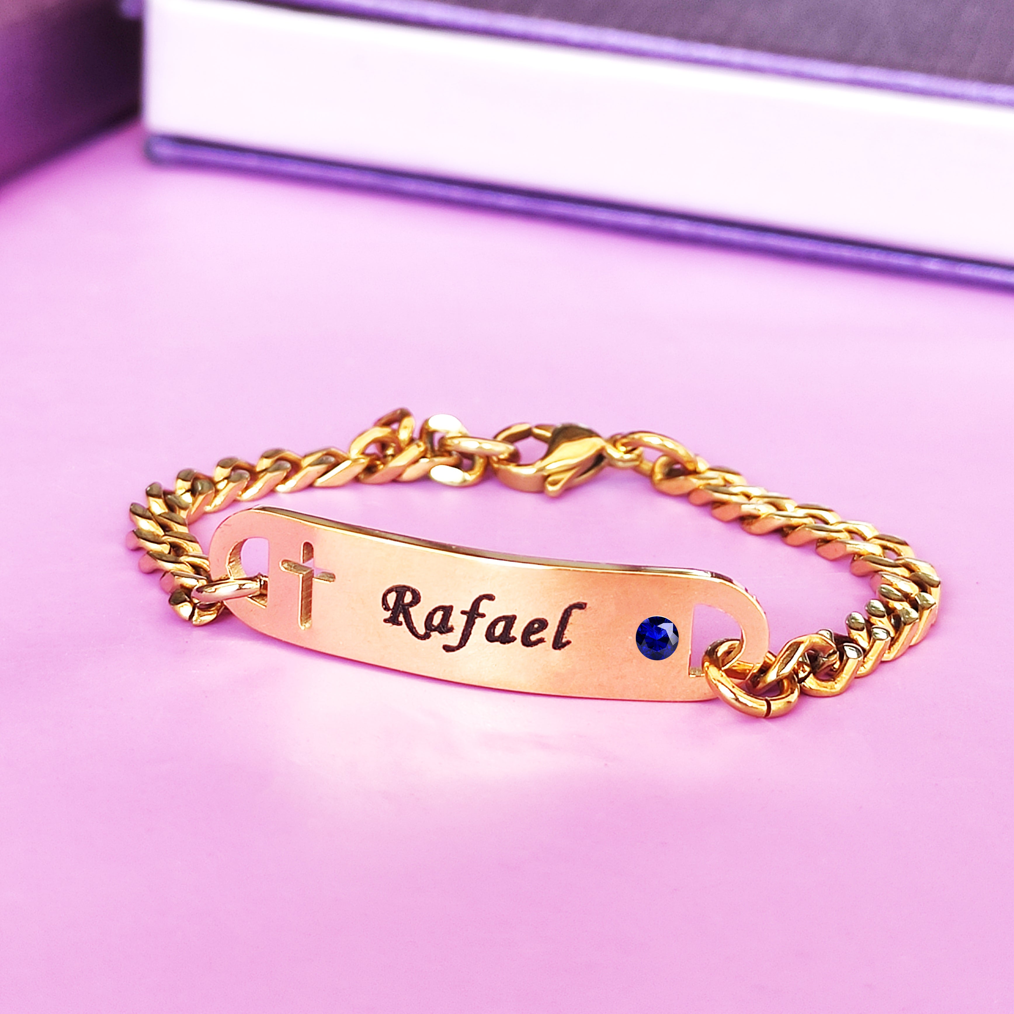 Bar Cross Bracelet With Stone 