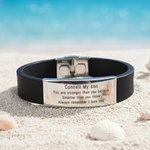 Belle Fever Always Remember Personalised ID Bracelet — sleek black band with engraved silver plate, a heartfelt keepsake carrying words of love and strength for someone special.
