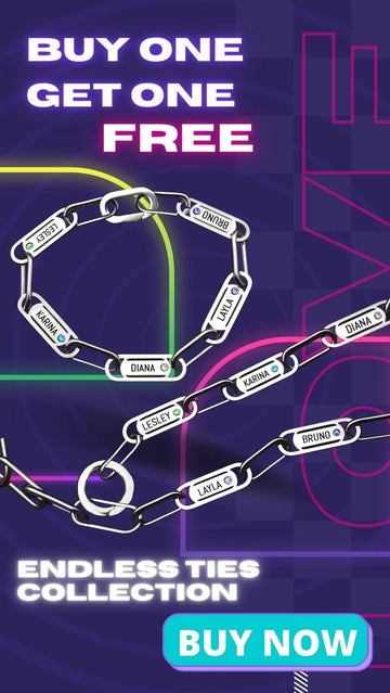 Paper Clip Link Chain with Names and Birthstones - Buy One Get One Offer by Belle Fever Personalised Jewellery