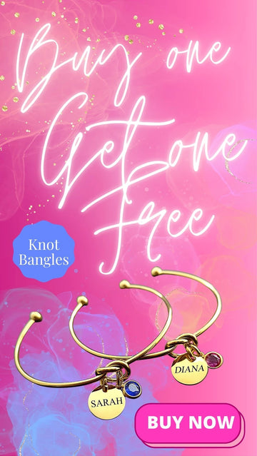 Knot Bangle with Engraved Disc - Buy One Get One Offer by Belle Fever Personalised Jewellery