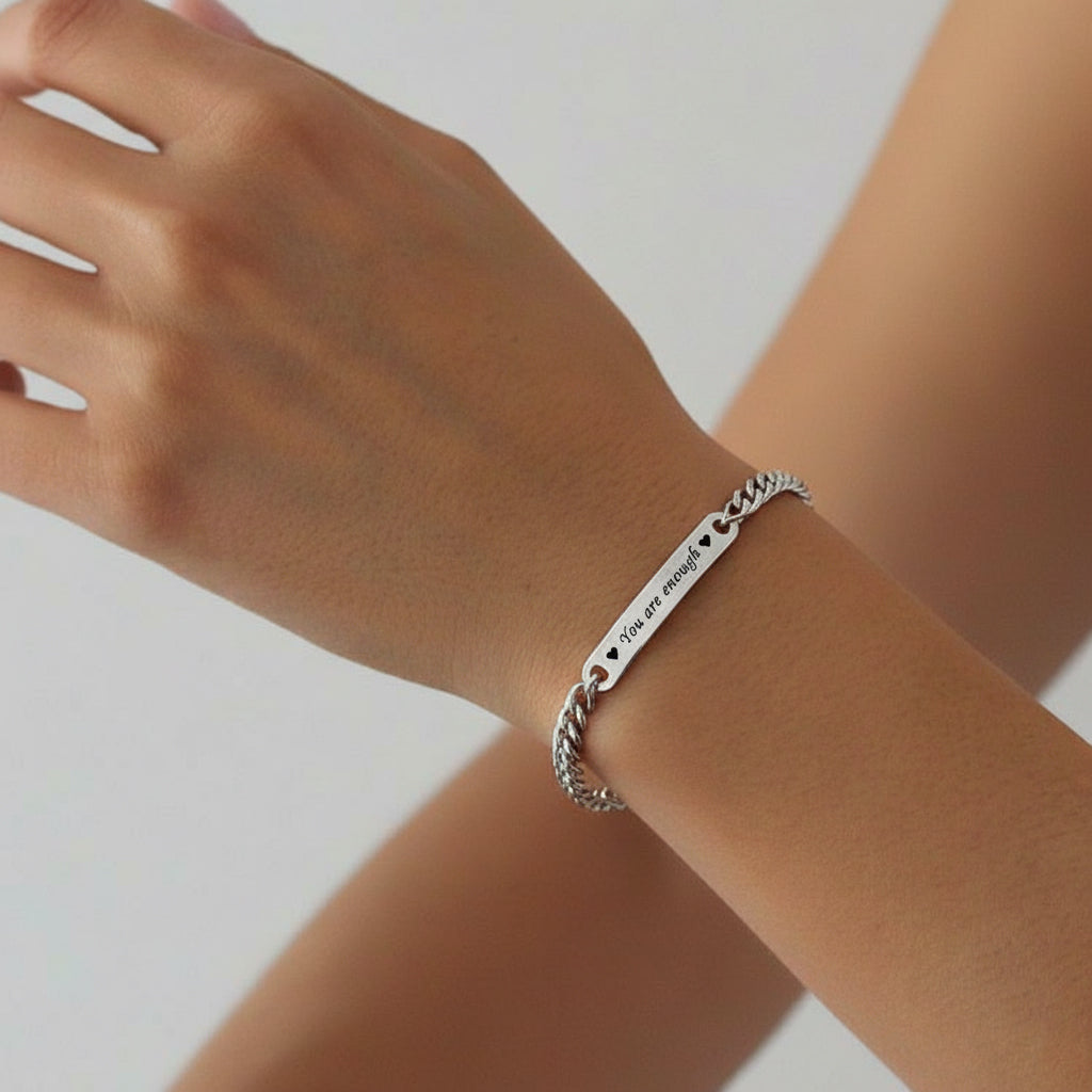 Silver Belle Fever Bar Bracelet — sleek personalised design symbolising connection and meaning, crafted for everyday elegance and sentiment.