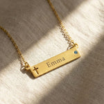 Jess Bar Cross Name Necklace - Name Necklaces by Belle Fever Jewellery