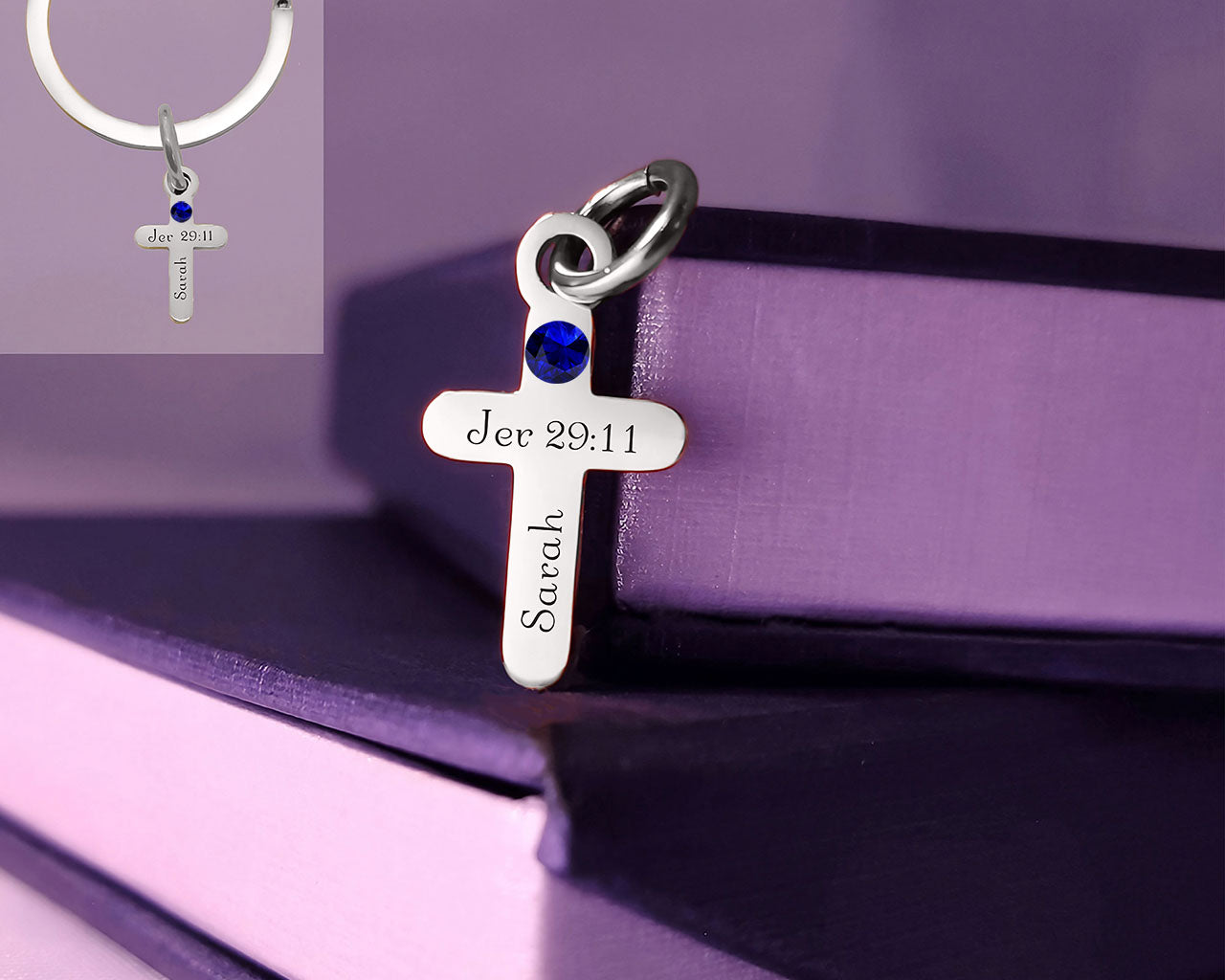 Cross Charm Birthstone for Keyring
