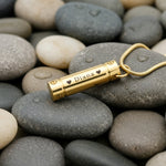 Gold Cylinder Cremation Necklace by Belle Fever — an elegant memorial piece handcrafted to hold ashes and honour treasured memories.