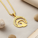 Belle fever dolphin necklace with custom engraved message in gold finish, symbol of freedom and resilience jewelry gift.