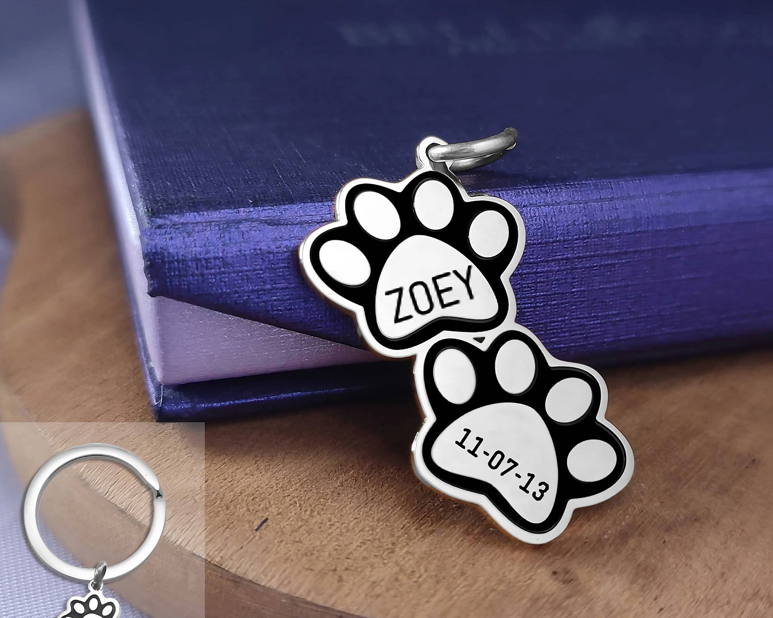 Double Paw Prints Charm for Keyring