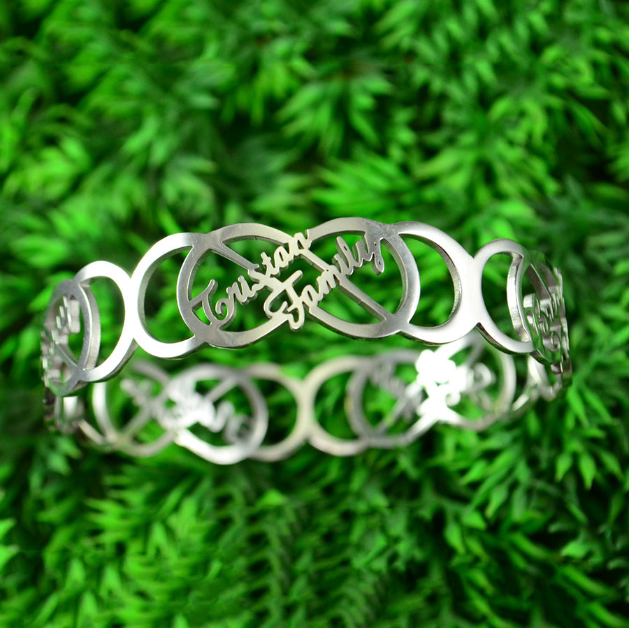 Endless Double Infinity Name Bangle