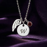 Silver Memorial Angel Necklace with Stone Charm - Memorial & Cremation Jewellery by Belle Fever