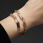 Rose gold Endless Ties Name Bracelet by Belle Fever — engraved with names and adorned with birthstones, symbolising love intertwined forever.