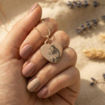 Belle Fever Forever in My Heart Photo Necklace — personalised heart pendant held close in hand, engraved with a precious photo to honour love, family and cherished memories.