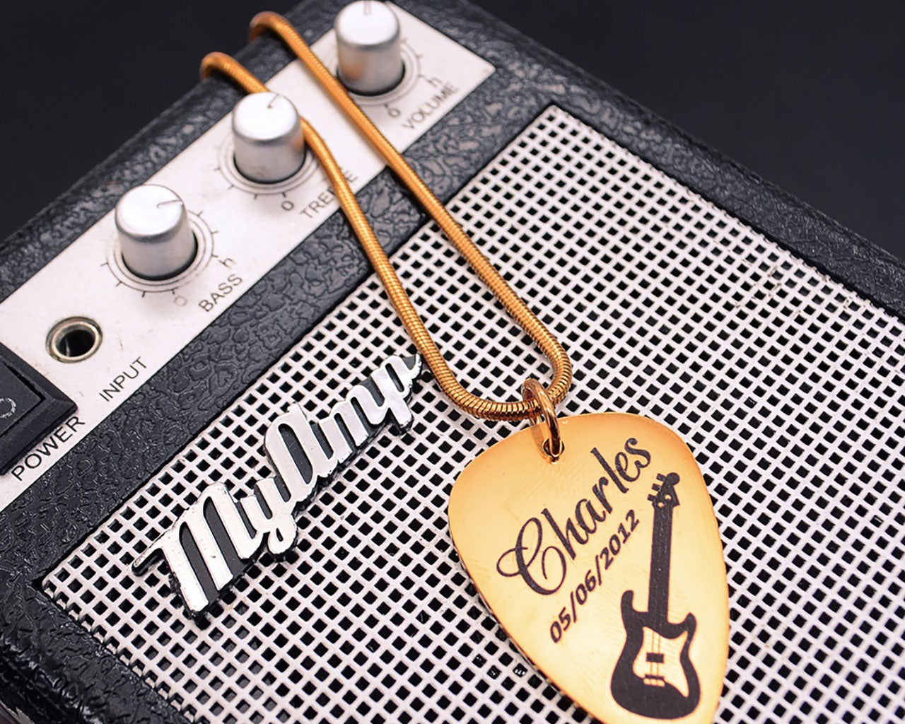 Guitar Pick Name Necklace