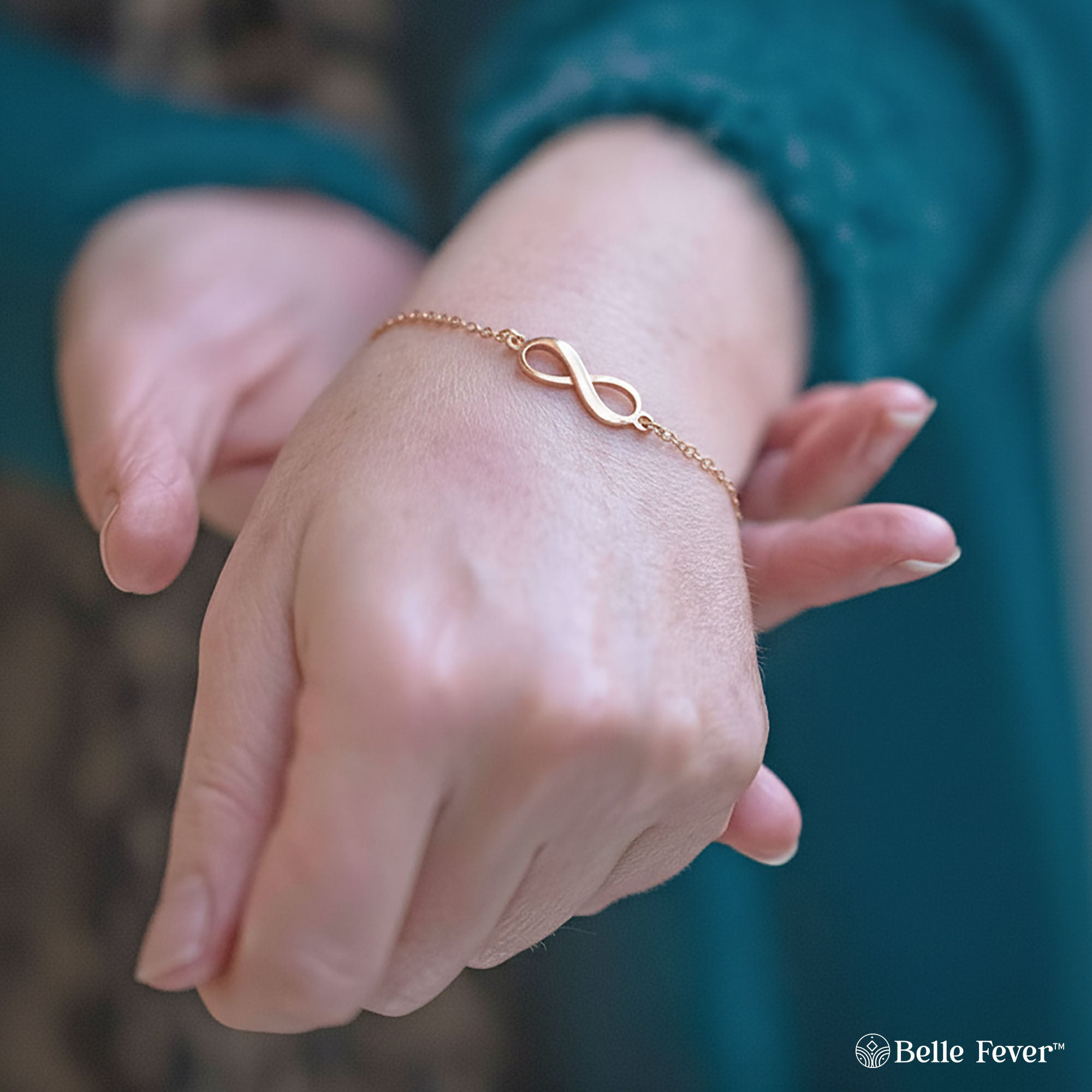 Belle Fever Infinity Bracelet — delicate gold infinity charm symbolising everlasting love and connection, a timeless piece worn to celebrate bonds that never end.