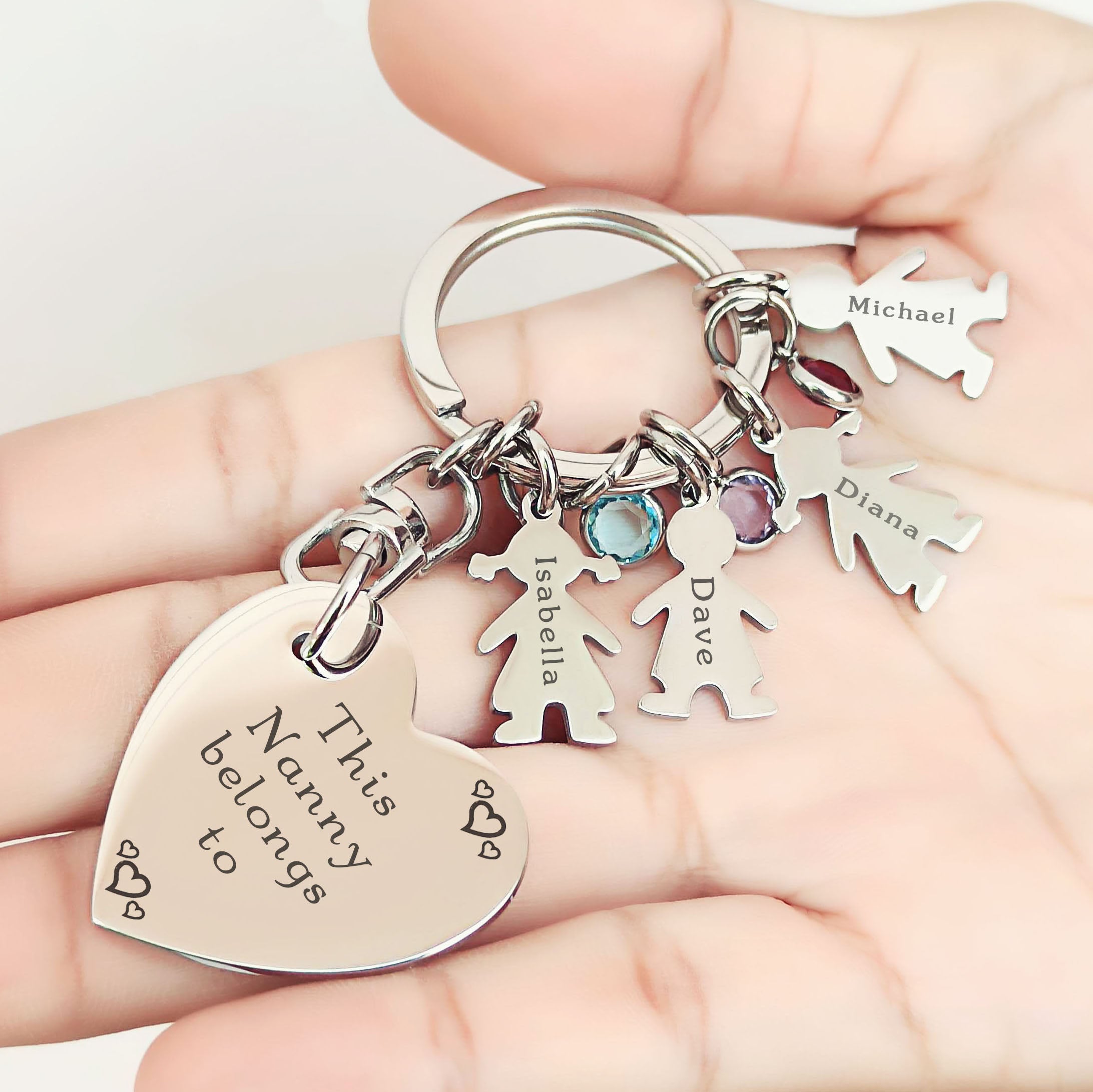 Kids Love Heart Keyring - (1 Silver Child Charm Included)