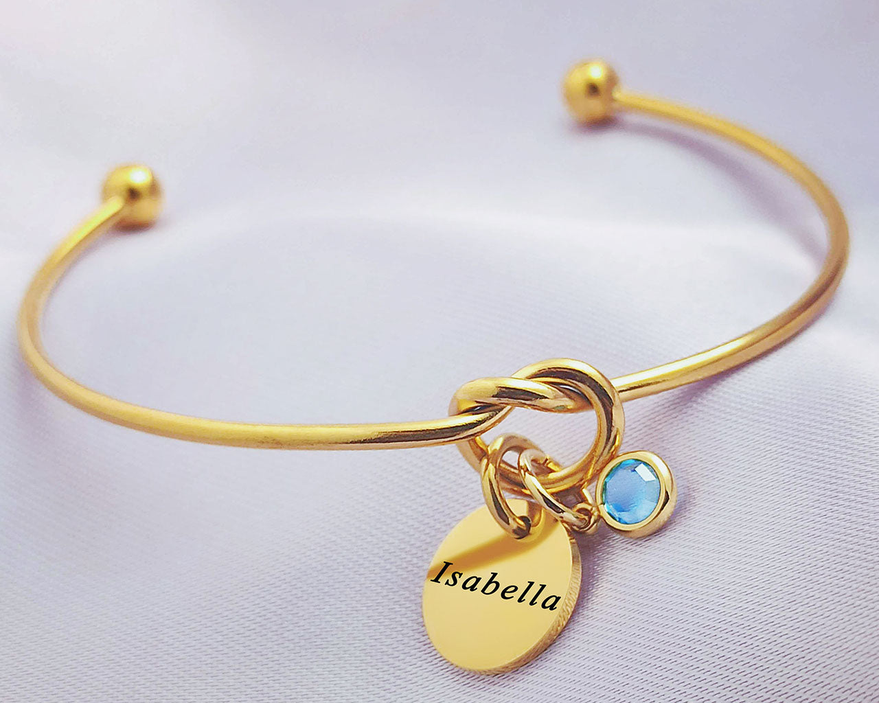 Knot Bangle (Disc & Birthstones Optional)