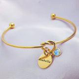 Knot Bangle (Disc & Birthstones Optional)