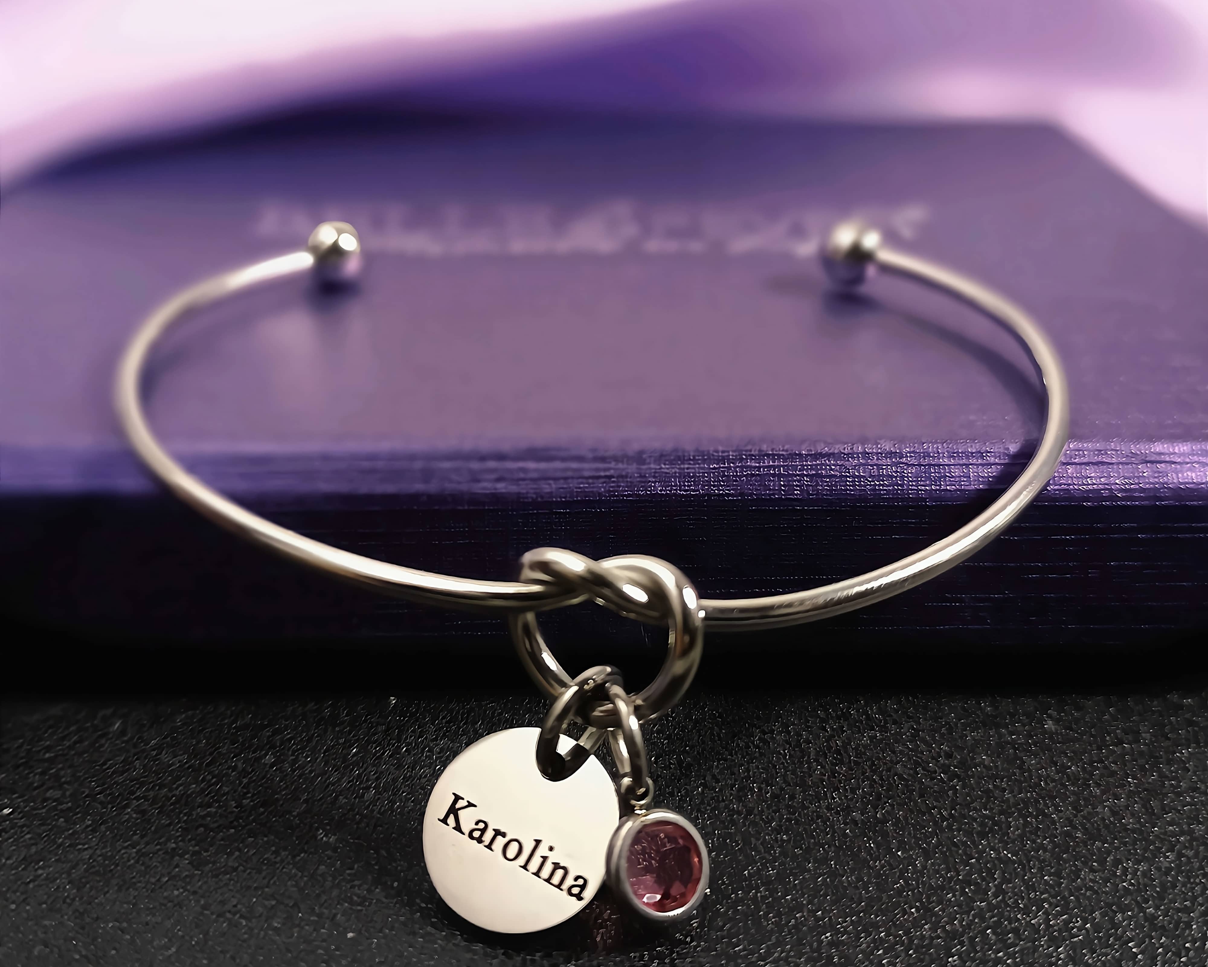 Knot Bangle (Disc & Birthstones Optional)