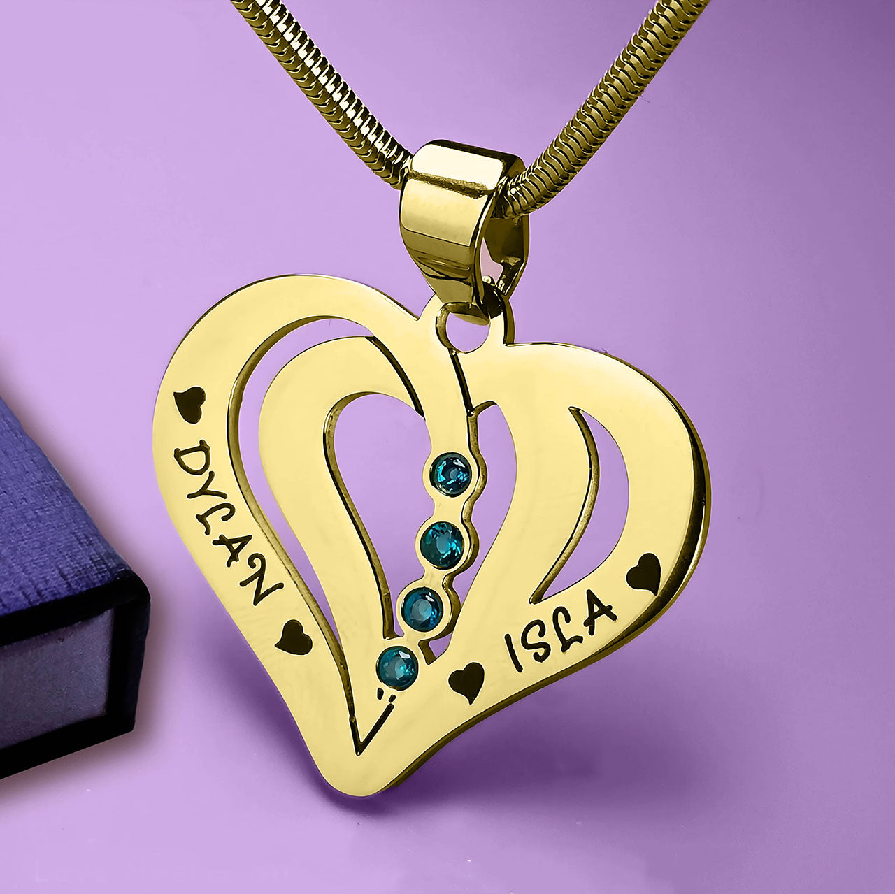 Love Hearts Birthstones Necklace