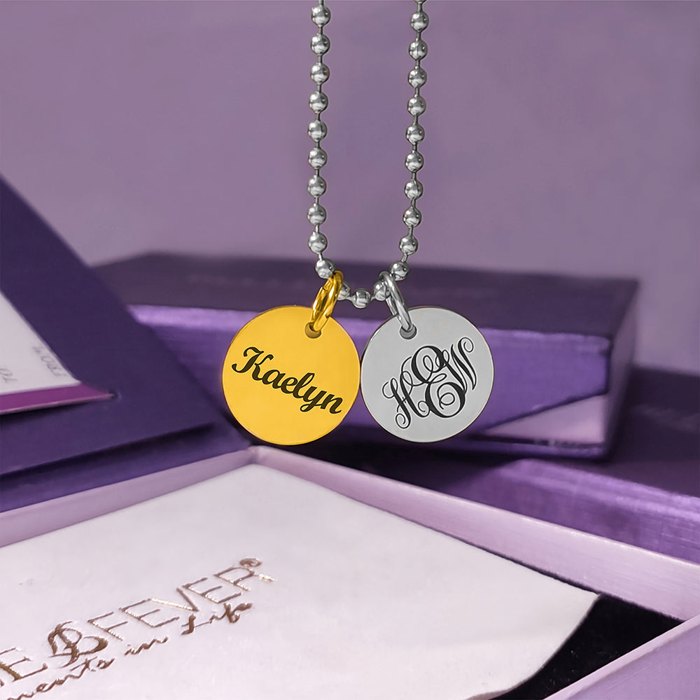 Monogram Initial Disc Necklace