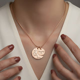 Belle Fever Moon and Back Necklace — gold engraved pendant worn close to the heart, a meaningful keepsake expressing ‘I love you to the moon and back’ with timeless warmth.