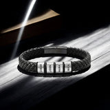 Personalised Black Leather Bracelet