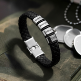 Personalised Black Leather Bracelet