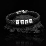 Personalised Black Leather Bracelet