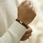 Personalised Brown Leather Bracelet, Men's Bracelet by Belle Fever