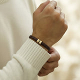 Personalised Brown Leather Bracelet, Men's Bracelet by Belle Fever