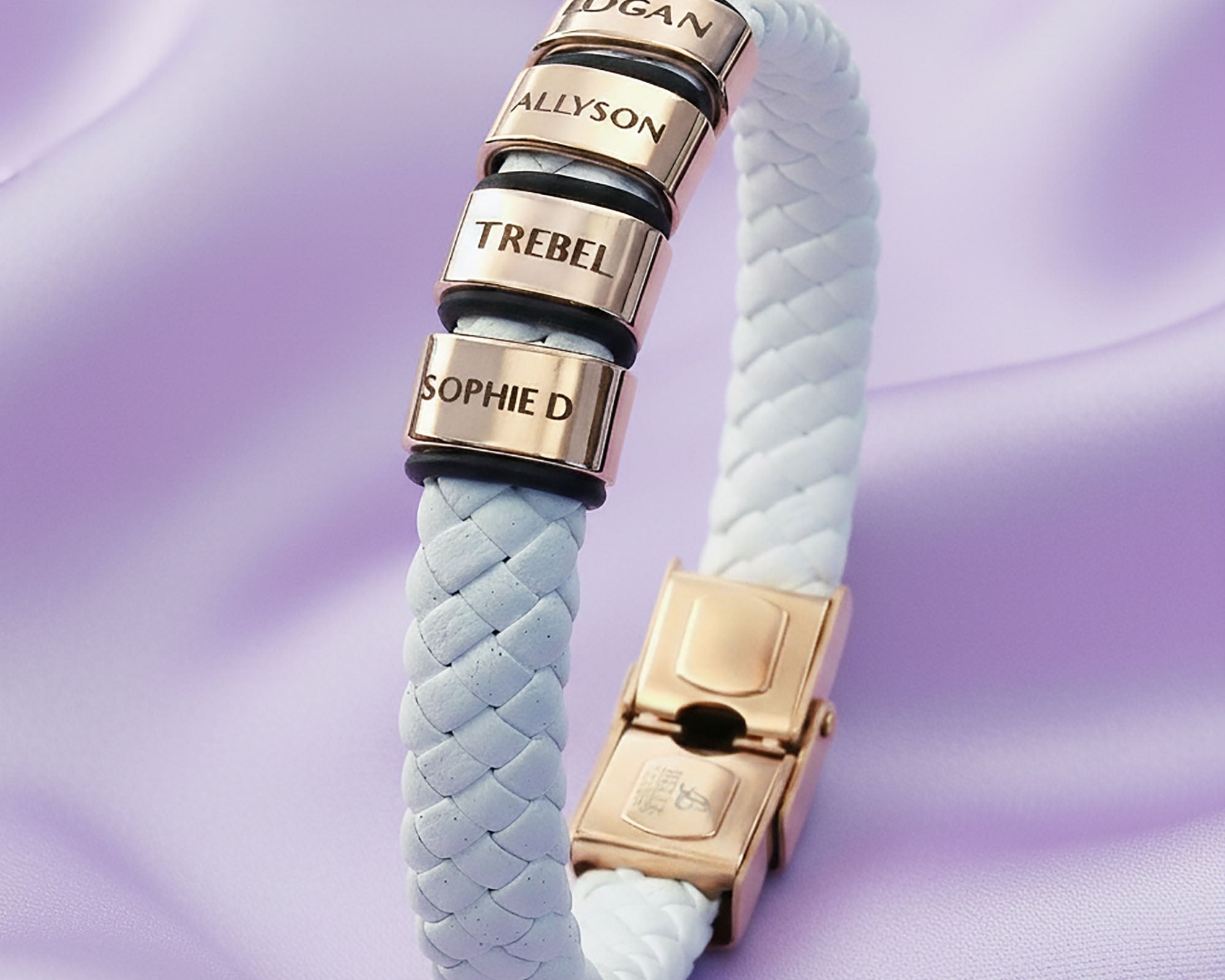 Belle Fever Personalised White Leather Bracelet, Perfect Mother Day Gift