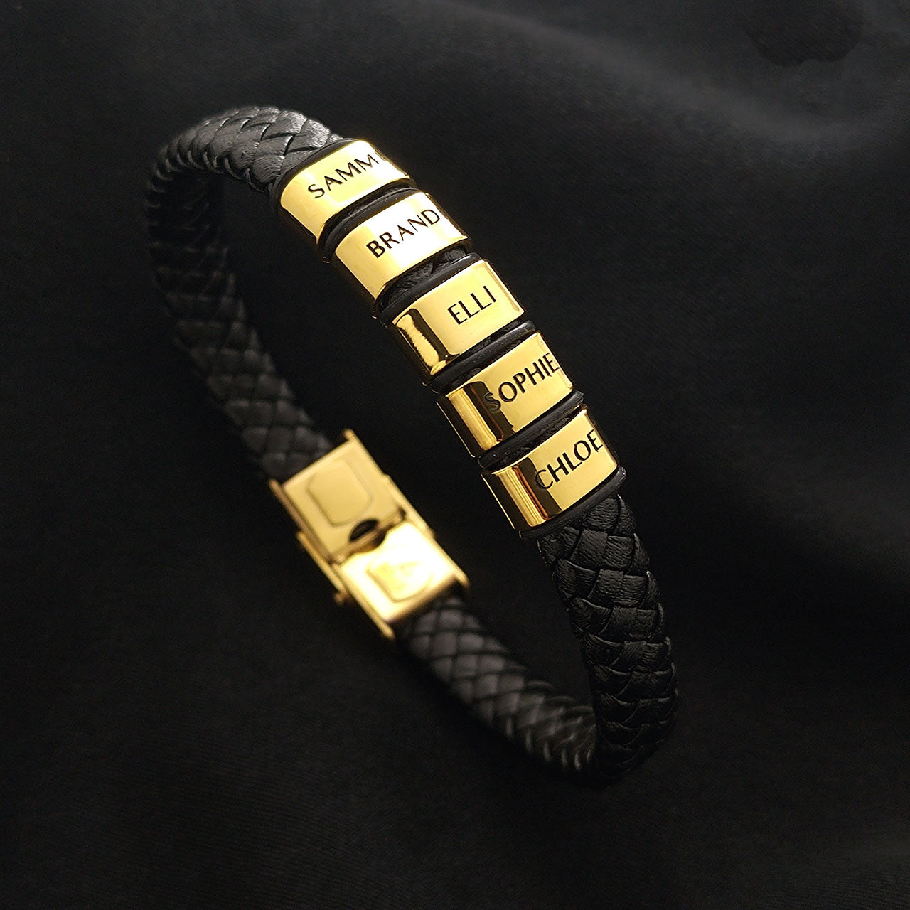 Personalised Black Leather Bracelet