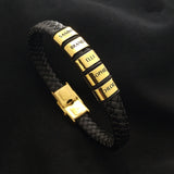 Personalised Black Leather Bracelet