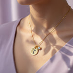 Rose Gold Token of Love Necklace, custom engraved initial neckace - Mothers Jewellery by Belle Fever