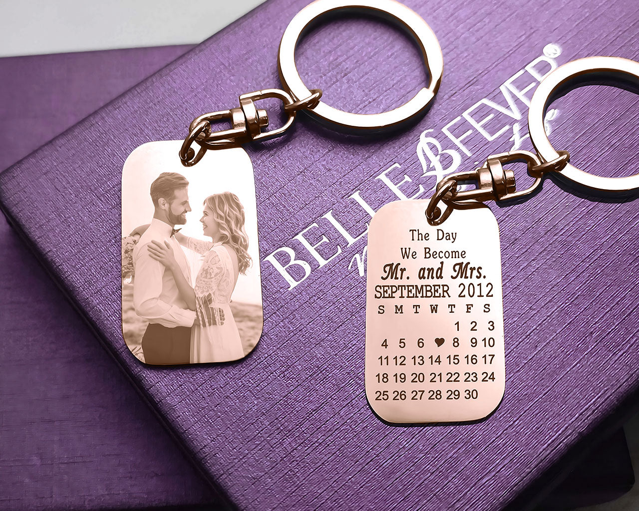 Wedding and Anniversary Photo Tag Keyring