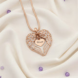 Angel Heart Necklace, rose gold wing pendant embracing a personalised heart charm, a touching memorial keepsake by Belle Fever jewellery