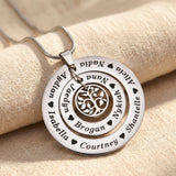 Circle of Loved Ones necklace with tree insert option and engraved names